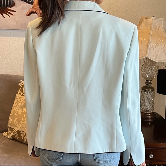 Vintage KASPER mint green blazer with black piping sz 16 - Picture 3 of 11